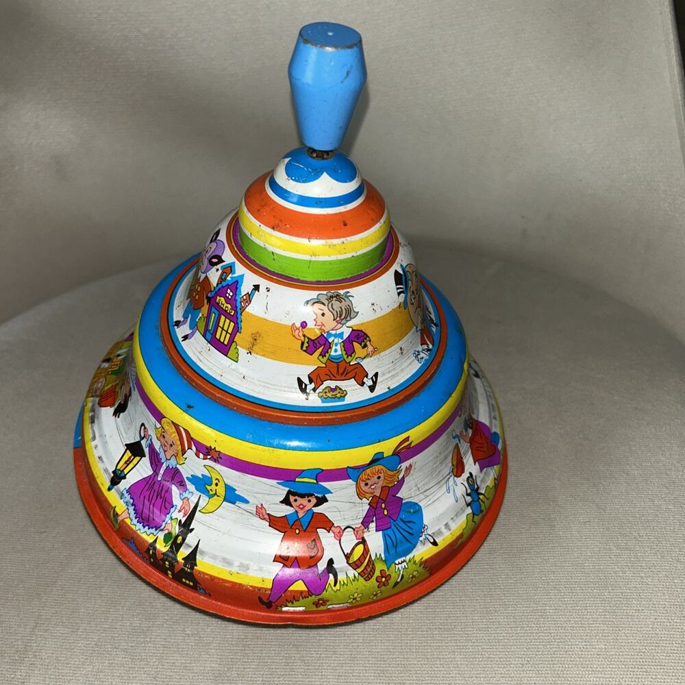 vintage tin toy spinning top Mother Goose Ohio Art